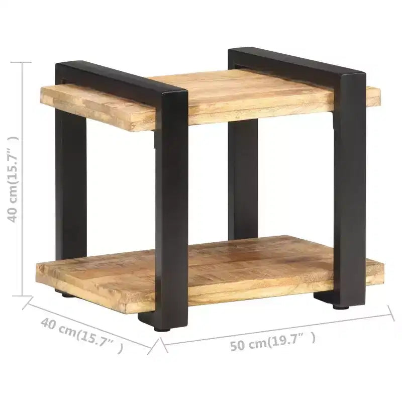 Comodino Legno naturale Legno di mango grezzo, ferro Medium