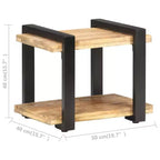 Comodino Legno naturale Legno di mango grezzo, ferro Medium