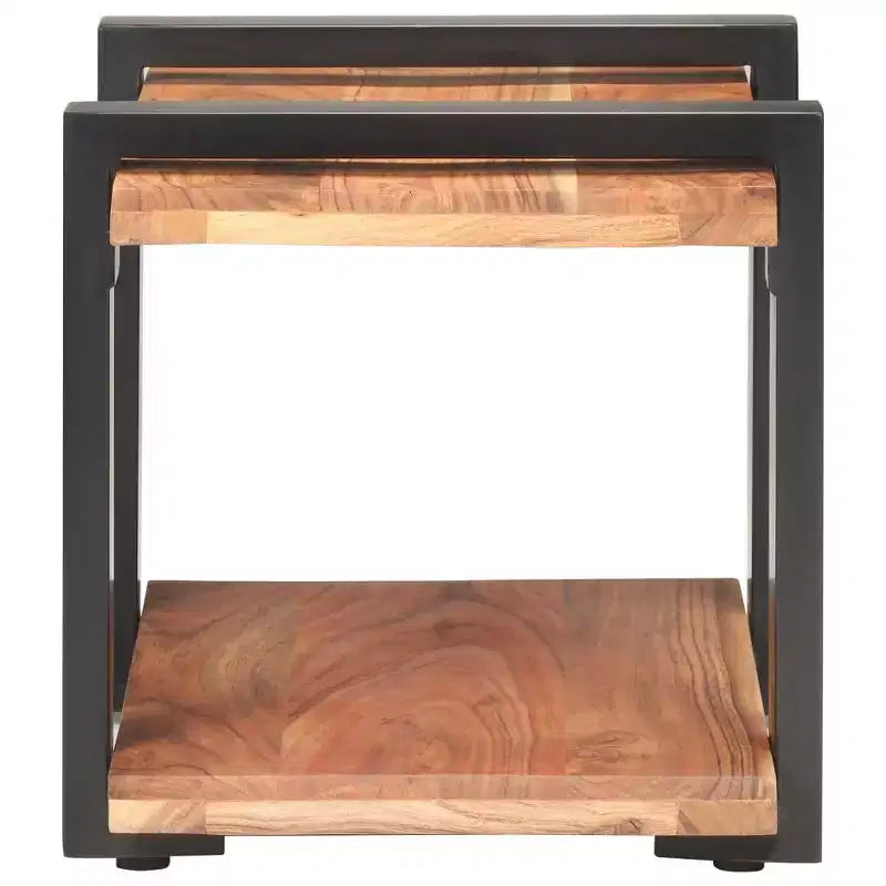Comodino Legno naturale Legno di mango grezzo, ferro Medium