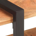 Comodino Legno naturale Legno di mango grezzo, ferro Medium