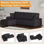 Divano componibile modulare 96, moderno divano a strisce in velluto a coste a forma di L con pouf mobile, divani componibili per soggiorno, camera da letto