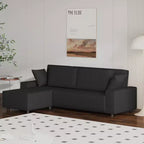 Divano componibile modulare 96, moderno divano a strisce in velluto a coste a forma di L con pouf mobile, divani componibili per soggiorno, camera da letto