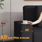 Divano componibile modulare 96, moderno divano a strisce in velluto a coste a forma di L con pouf mobile, divani componibili per soggiorno, camera da letto