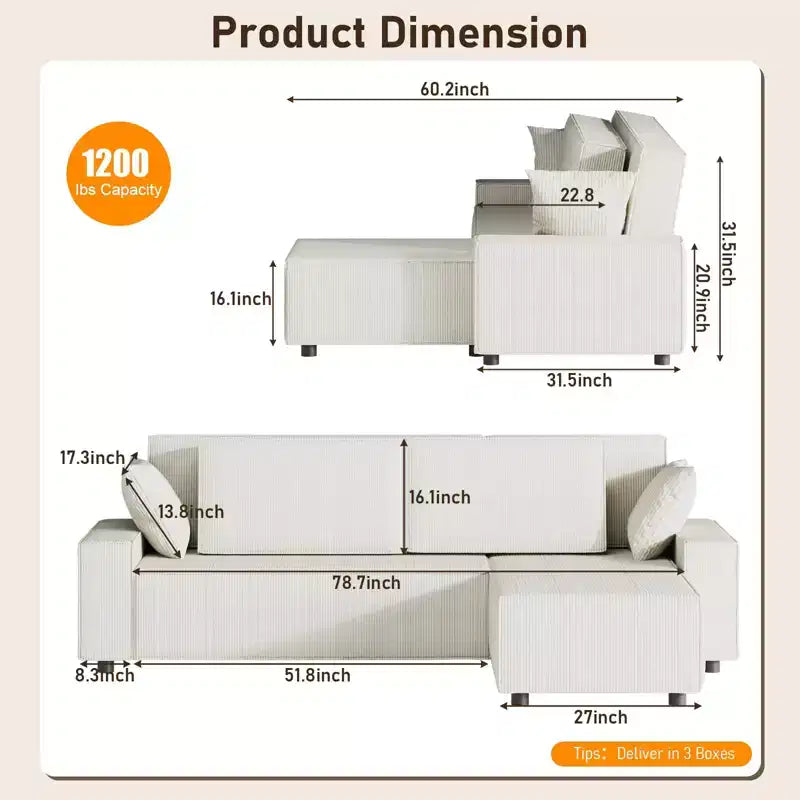 Divano componibile modulare 96, moderno divano a strisce in velluto a coste a forma di L con pouf mobile, divani componibili per soggiorno, camera da letto