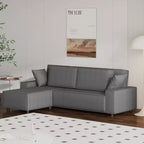 Divano componibile modulare 96, moderno divano a strisce in velluto a coste a forma di L con pouf mobile, divani componibili per soggiorno, camera da letto