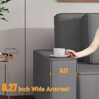 Divano componibile modulare 96, moderno divano a strisce in velluto a coste a forma di L con pouf mobile, divani componibili per soggiorno, camera da letto
