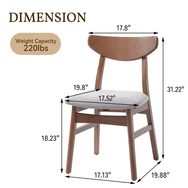 Set di 4 sedie moderne Maddox con schienale curvo in legno e seduta in tessuto grigio