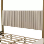Letto a baldacchino moderno king size con testiera imbottita e struttura in metallo