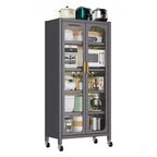 Armadio dispensa da cucina 65", mobile contenitore in metallo a 6 livelli con anta trasparente, per cucina, soggiorno e sala da pranzo, grigio