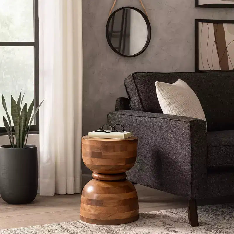 Tavolino Unico, Tavolino d'Appoggio o Comodino Piccolo per la Casa - Tavolino Moderno in Legno di Mango Lucido Ideale per Piccoli Spazi - 18 Oro