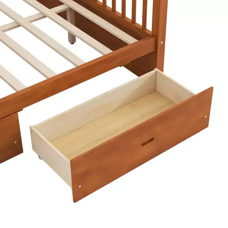 Letto a baldacchino rustico in legno con cassetti contenitore
