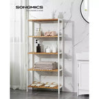 Scaffale portaoggetti in bambù, scaffalatura a 5 ripiani, multifunzionale, per ingresso, bagno, 25,9 x 60 x 130 cm