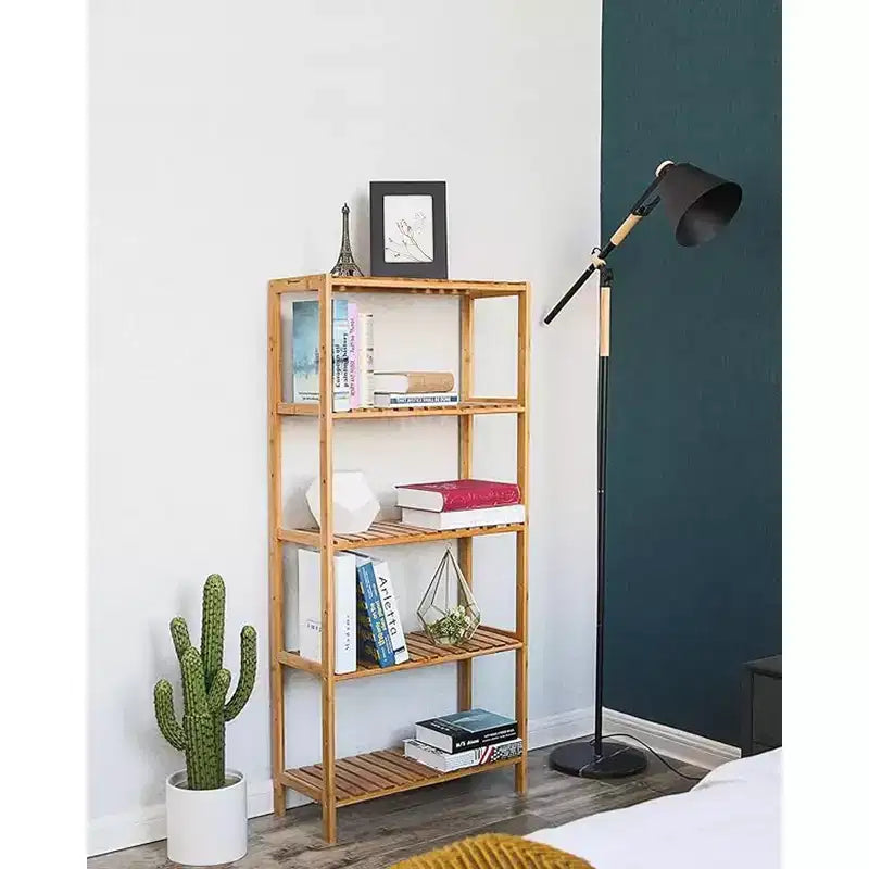 Scaffale portaoggetti in bambù, scaffalatura a 5 ripiani, multifunzionale, per ingresso, bagno, 25,9 x 60 x 130 cm