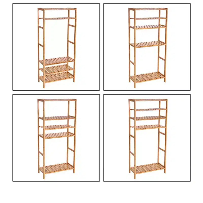 Scaffale portaoggetti in bambù, scaffalatura a 5 ripiani, multifunzionale, per ingresso, bagno, 25,9 x 60 x 130 cm