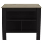 HomeRoots Black and Natural 41 Kitchen Island With Storage