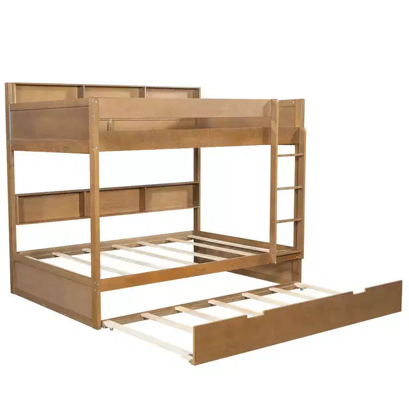 Letto a castello Full-over-Full con letto estraibile e contenitore integrato