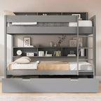 Letto a castello Full-over-Full con letto estraibile e contenitore integrato