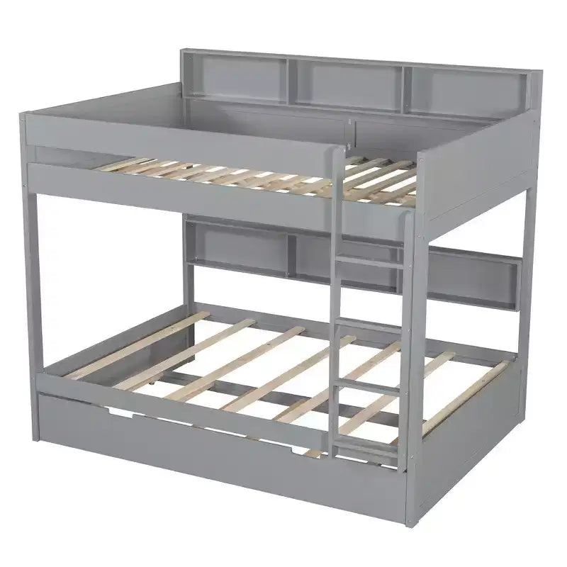 Letto a castello Full-over-Full con letto estraibile e contenitore integrato