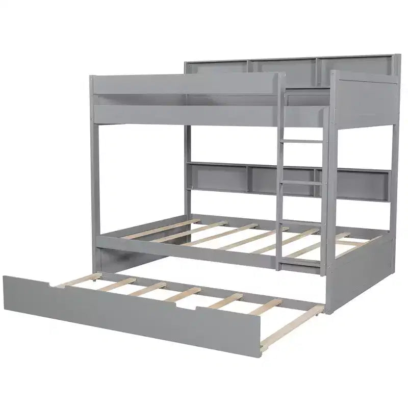 Letto a castello Full-over-Full con letto estraibile e contenitore integrato