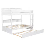 Letto a castello Full-over-Full con letto estraibile e contenitore integrato