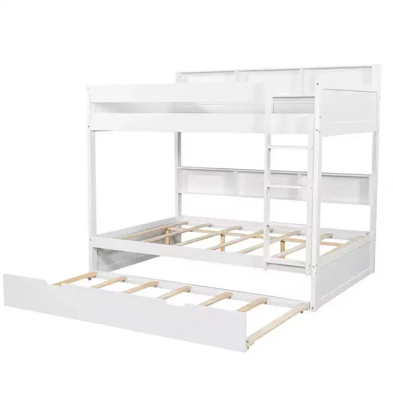 Letto a castello Full-over-Full con letto estraibile e contenitore integrato