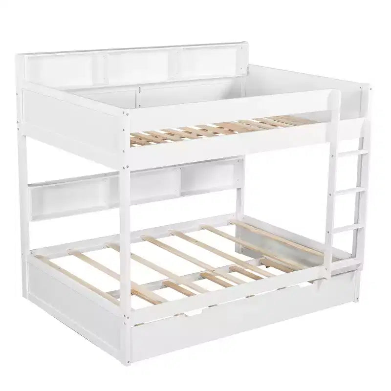 Letto a castello Full-over-Full con letto estraibile e contenitore integrato