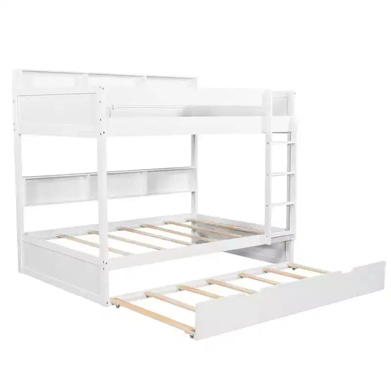 Letto a castello Full-over-Full con letto estraibile e contenitore integrato