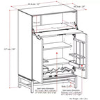 Mobile bar industriale moderno rettangolare in legno massello, noce marrone, larghezza 81 cm