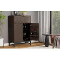 Mobile bar industriale moderno rettangolare in legno massello, noce marrone, larghezza 81 cm