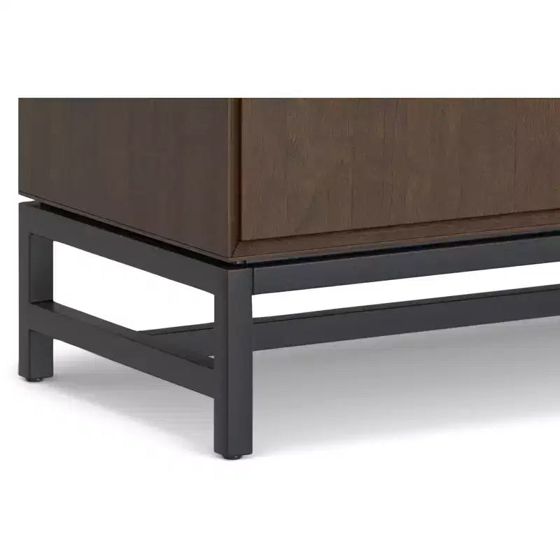 Mobile bar industriale moderno rettangolare in legno massello, noce marrone, larghezza 81 cm