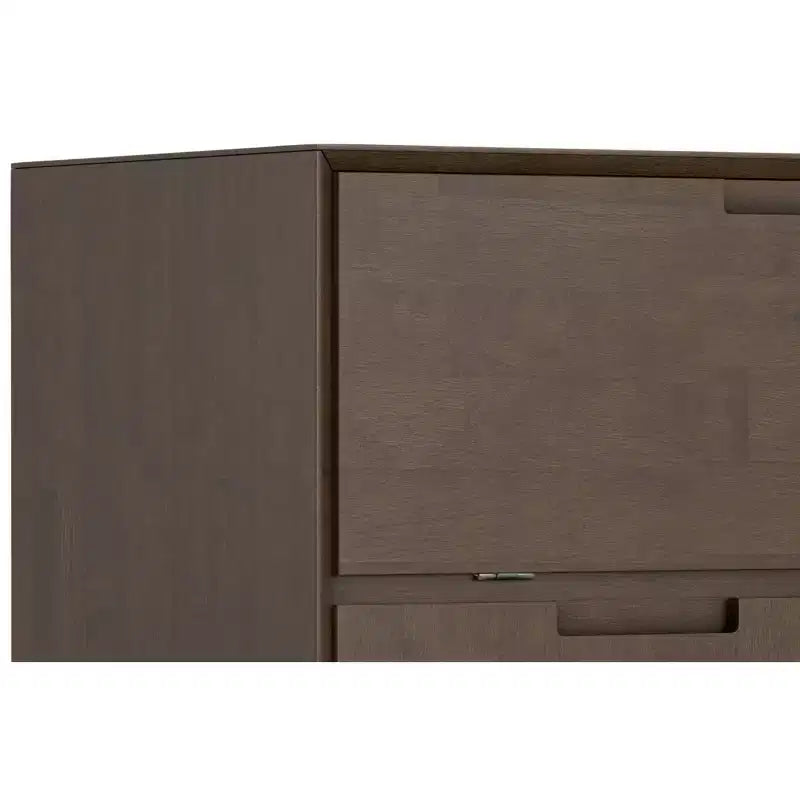 Mobile bar industriale moderno rettangolare in legno massello, noce marrone, larghezza 81 cm