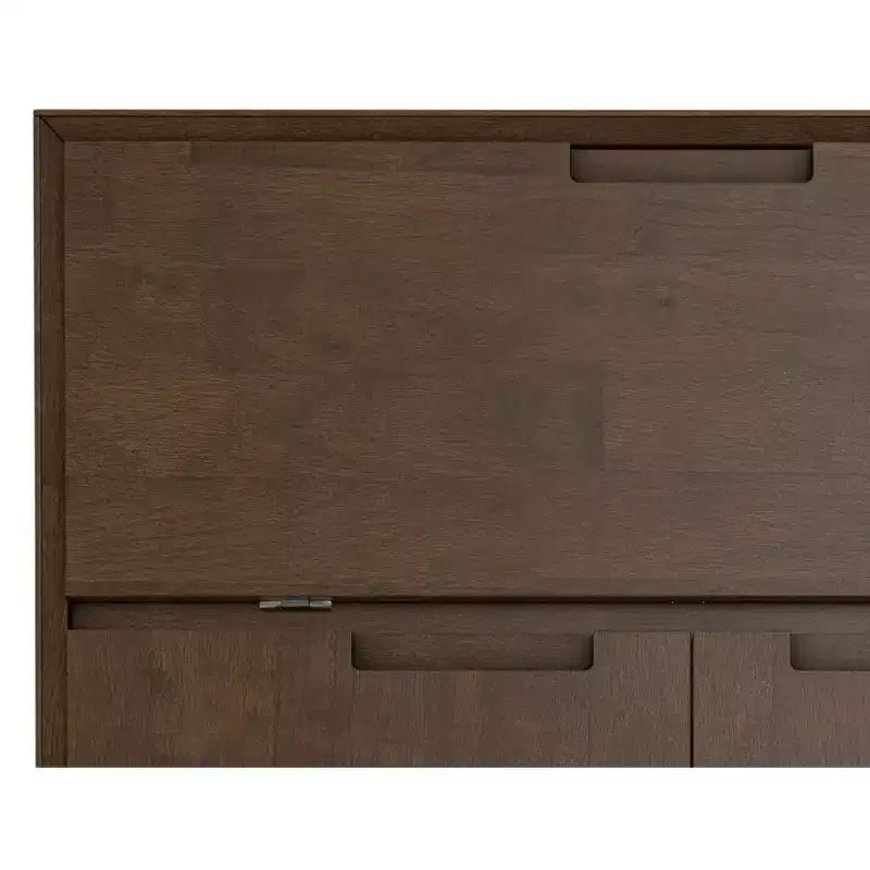Mobile bar industriale moderno rettangolare in legno massello, noce marrone, larghezza 81 cm