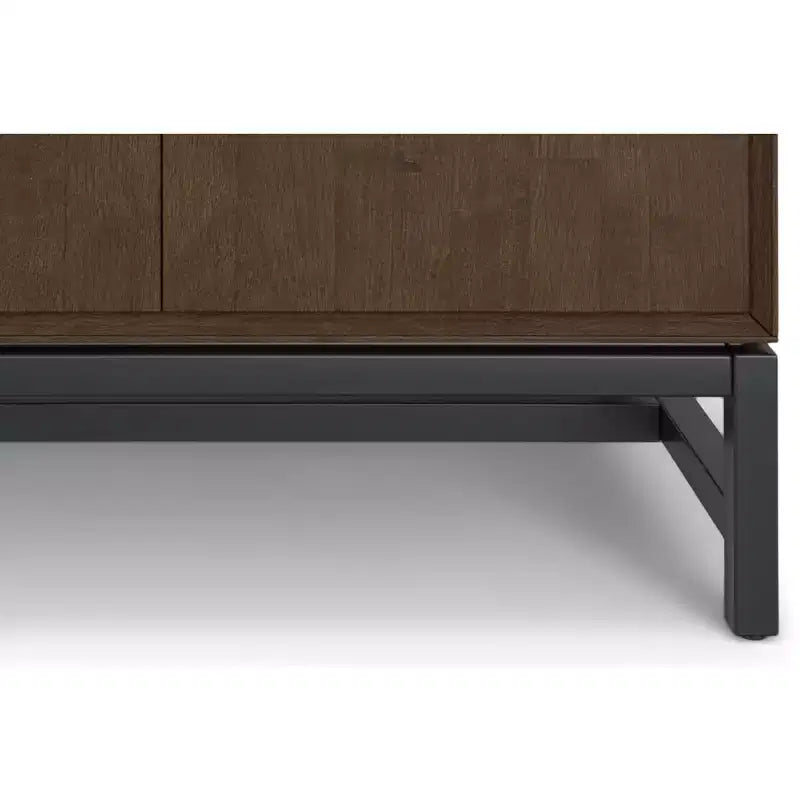 Mobile bar industriale moderno rettangolare in legno massello, noce marrone, larghezza 81 cm