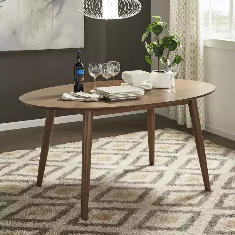 Jonas 63 Tavolo da Pranzo Ovale Mid-Century in Noce - Noce