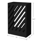 Portaombrelli in Metallo, Portaombrelli Rettangolare, con Vassoio Raccogligocce Rimovibile, 4 Ganci, Design Traforato, per Ingresso, Ufficio, Nero