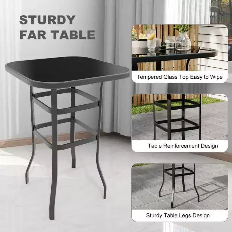 Set di 2 sgabelli da bar girevoli a 360° per patio, sedie alte da esterno con schienale e braccioli, struttura in metallo resistente alle intemperie per terrazza, prato, giardino