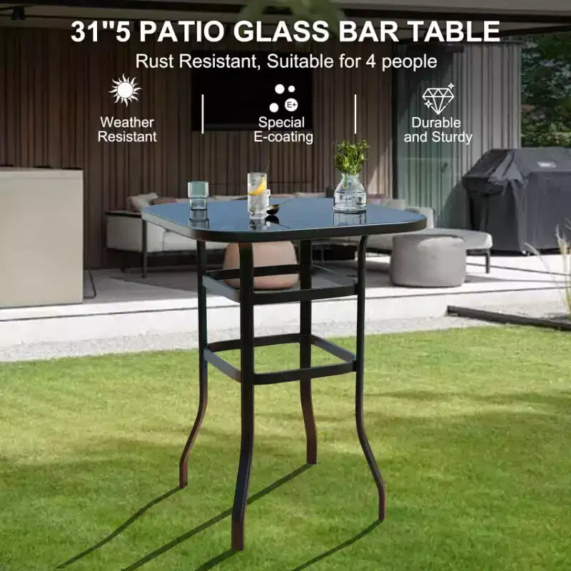 Set di 2 sgabelli da bar girevoli a 360° per patio, sedie alte da esterno con schienale e braccioli, struttura in metallo resistente alle intemperie per terrazza, prato, giardino