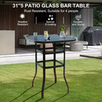 Set di 2 sgabelli da bar girevoli a 360° per patio, sedie alte da esterno con schienale e braccioli, struttura in metallo resistente alle intemperie per terrazza, prato, giardino