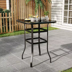 Set di 2 sgabelli da bar girevoli a 360° per patio, sedie alte da esterno con schienale e braccioli, struttura in metallo resistente alle intemperie per terrazza, prato, giardino